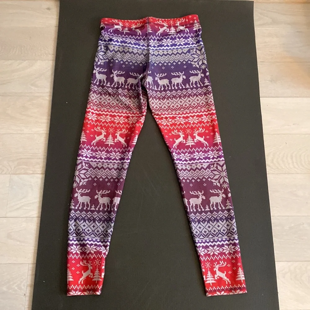 Terez Christmas Fair Isle Print Leggings- Medium- Excellent Condition - Picture 4 of 4
